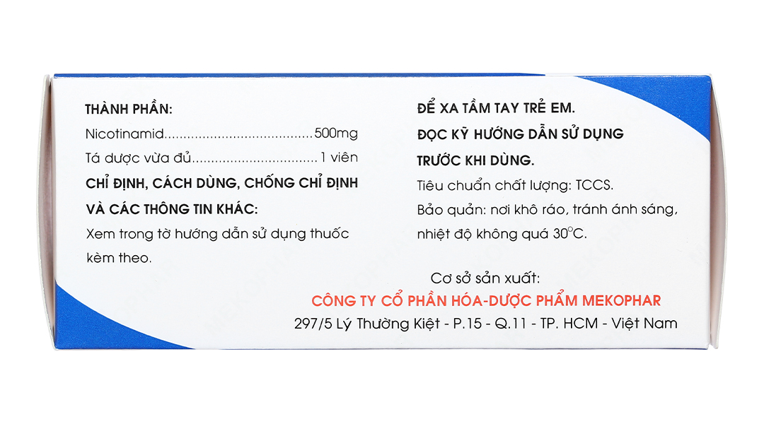 Vitamin PP Mekophar 500mg trị thiếu nicotinamide