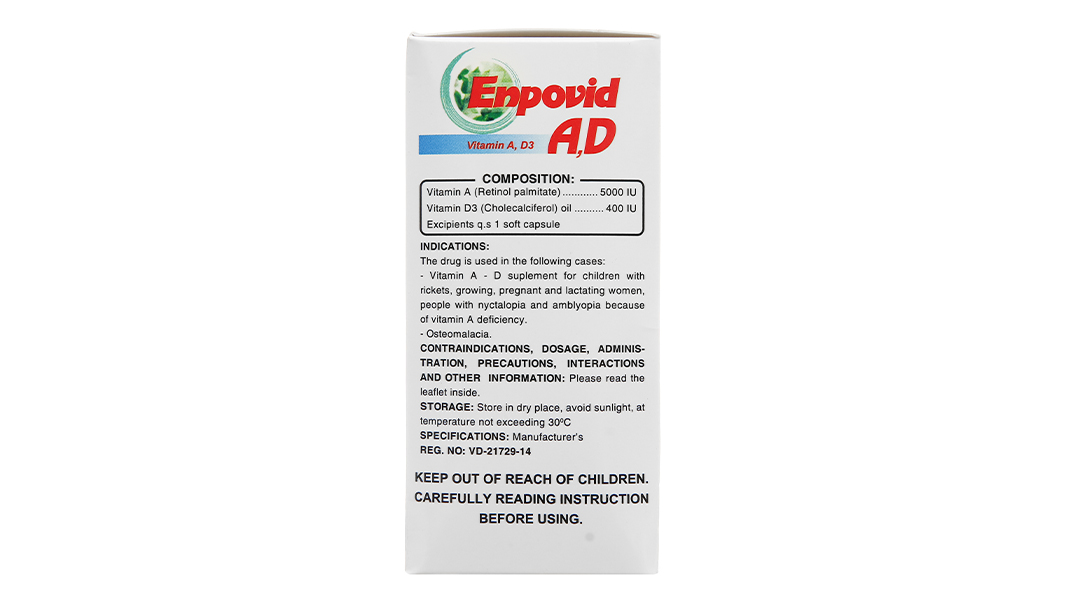 Enpovid A,D trị còi xương, nhuyễn xương