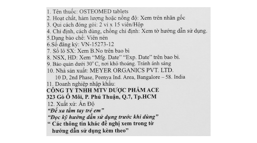 Osteomed bổ sung canxi, magie, kẽm và vitamin D3