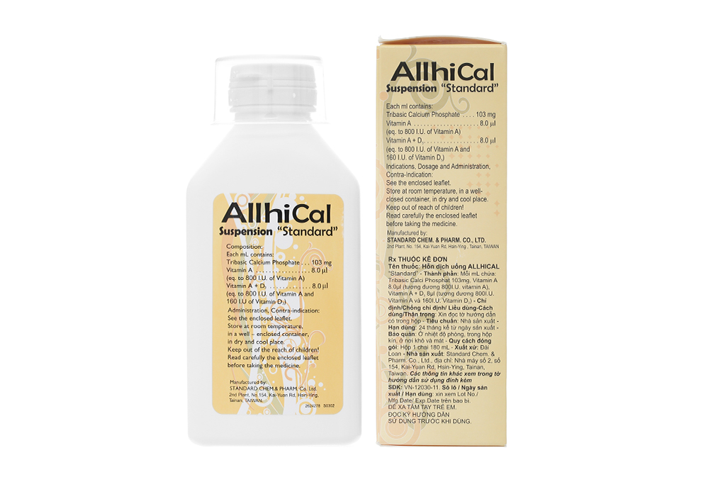Hỗn dịch uống AllhiCal trị thiếu Canxi và Vitamin A, D