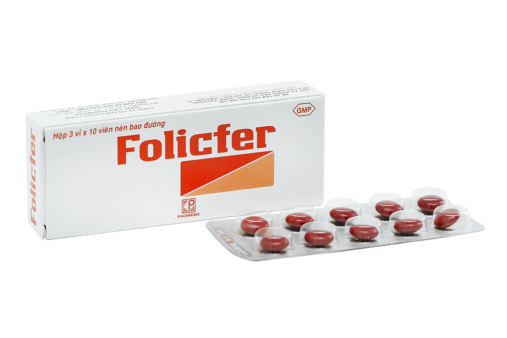 Folicfer bổ sung sắt và axit folic, trị thiếu máu