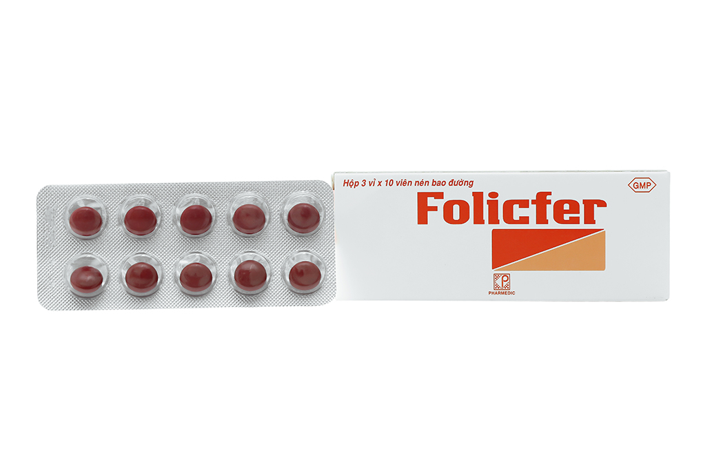 Folicfer bổ sung sắt và axit folic, trị thiếu máu