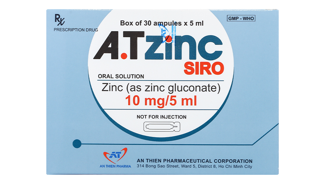 A.TZinC Siro 10mg/5ml hỗ trợ trị tiêu chảy, tăng đề kháng