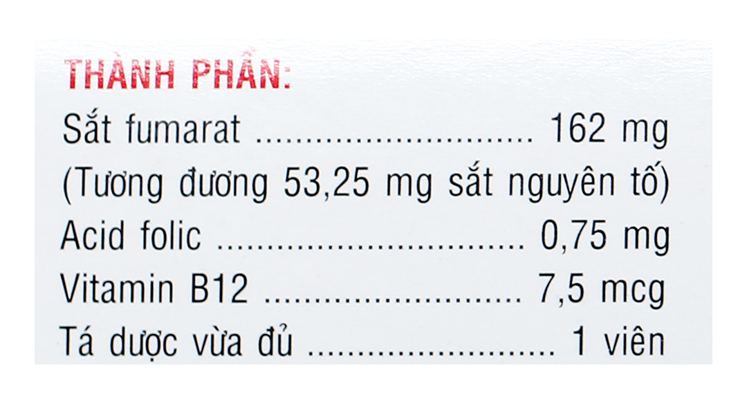 Bofit F trị thiếu máu do thiếu sắt, acid folic