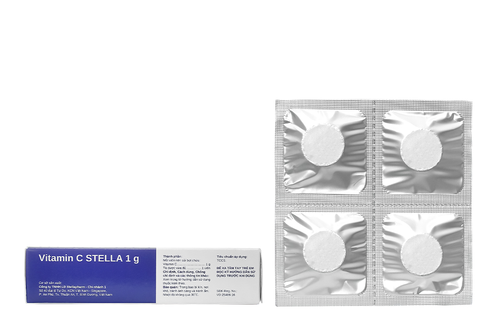 Viên sủi Vitamin C Stella 1g trị bệnh Scorbut, bổ sung vitamin C