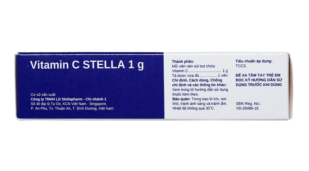 Viên sủi Vitamin C Stella 1g trị bệnh Scorbut, bổ sung vitamin C