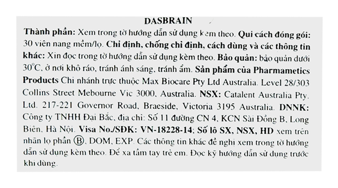 Dasbrain bổ não, tăng cường miễn dịch