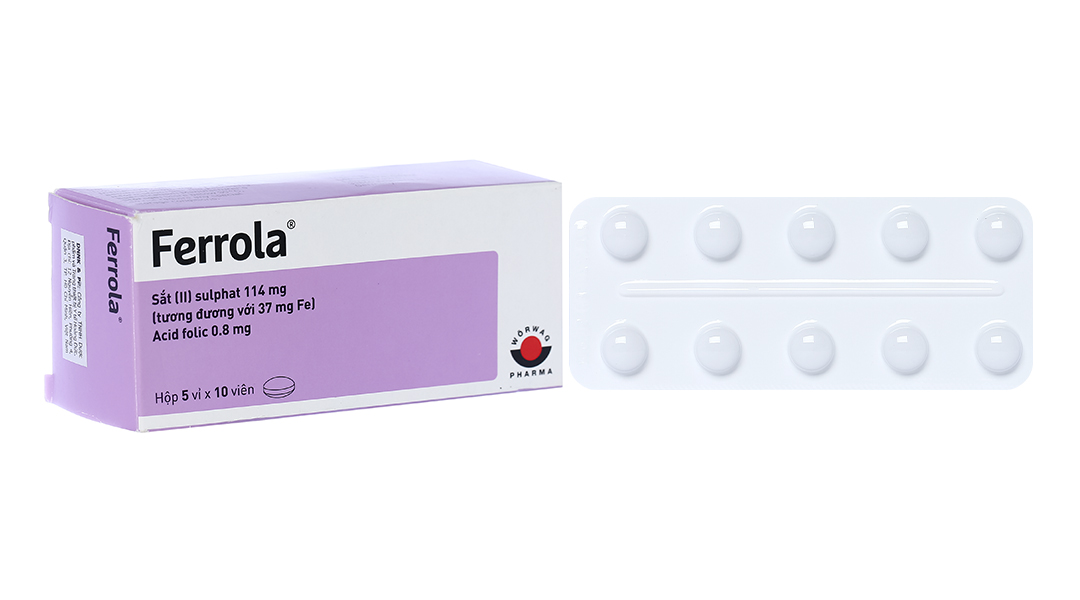 Ferrola bổ sung sắt và axit folic, trị thiếu máu