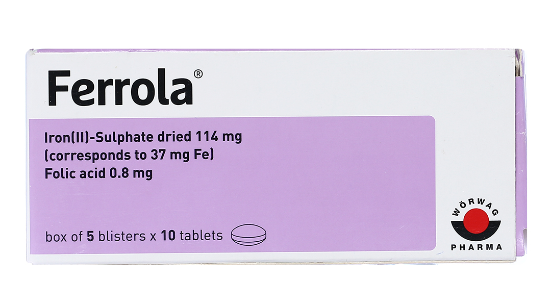 Ferrola bổ sung sắt và axit folic, trị thiếu máu