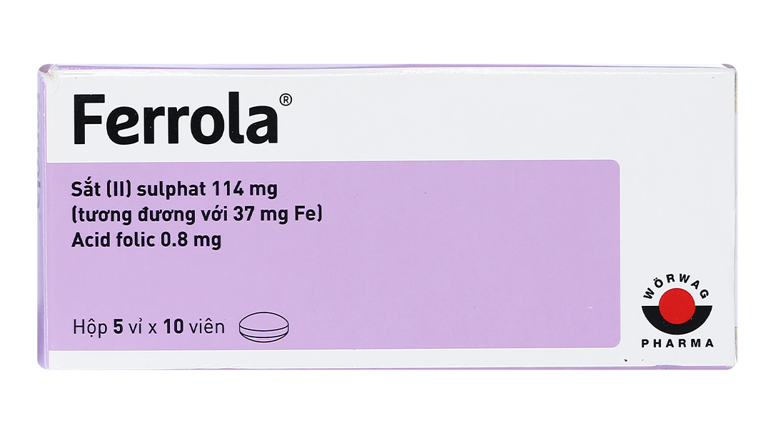 Ferrola bổ sung sắt và axit folic, trị thiếu máu