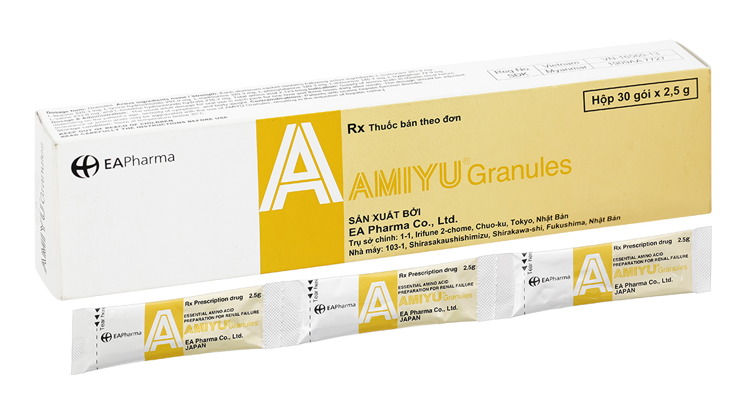 Thuốc cốm AMIYU Granules cung cấp acid amin trong suy thận mạn tính