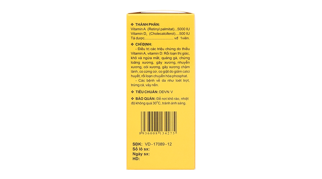 Vitamin A-D trị các triệu chứng do thiếu vitamin A, D