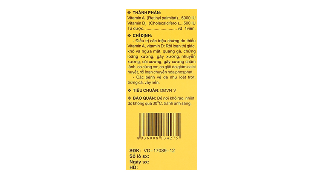Vitamin A-D trị các triệu chứng do thiếu vitamin A, D