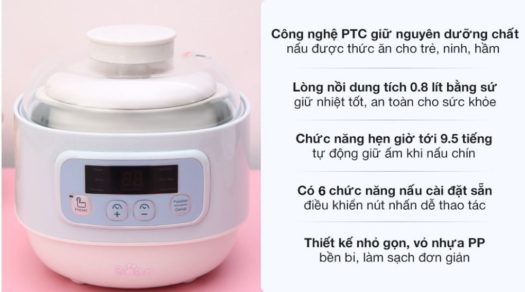 Nồi nấu chậm Bear 0.8 lít DDZ-A08G2