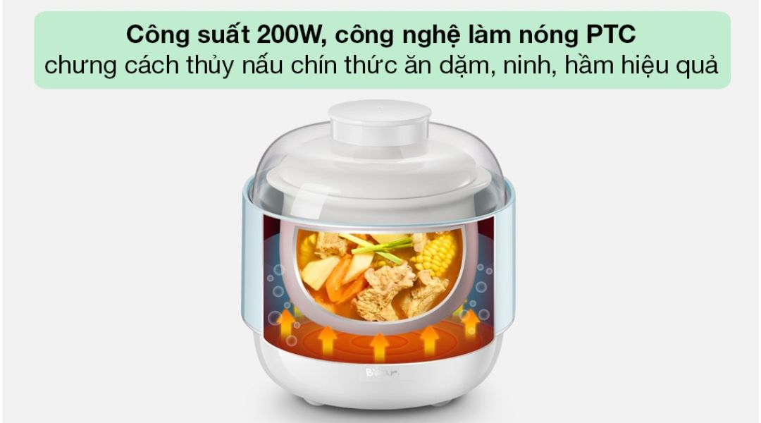 Nồi nấu chậm Bear 0.8 lít DDZ-A08G2