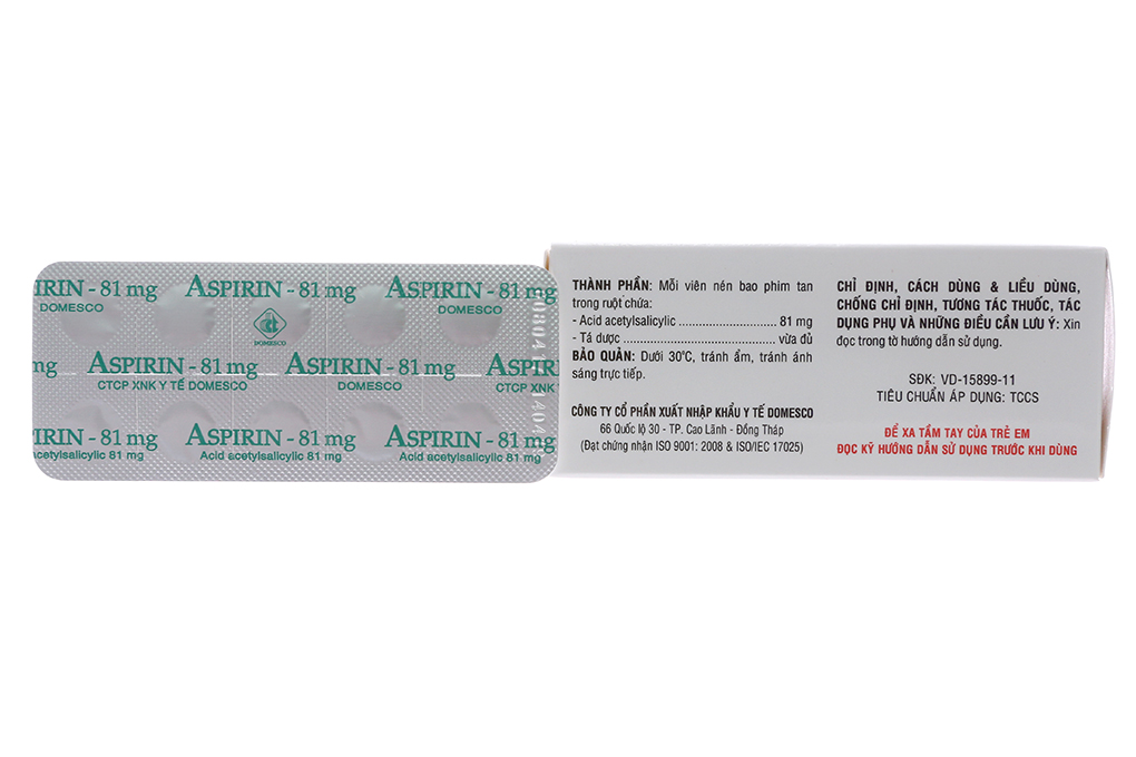 Aspirin-81mg Domesco dự phòng đột quỵ, nhồi máu cơ tim