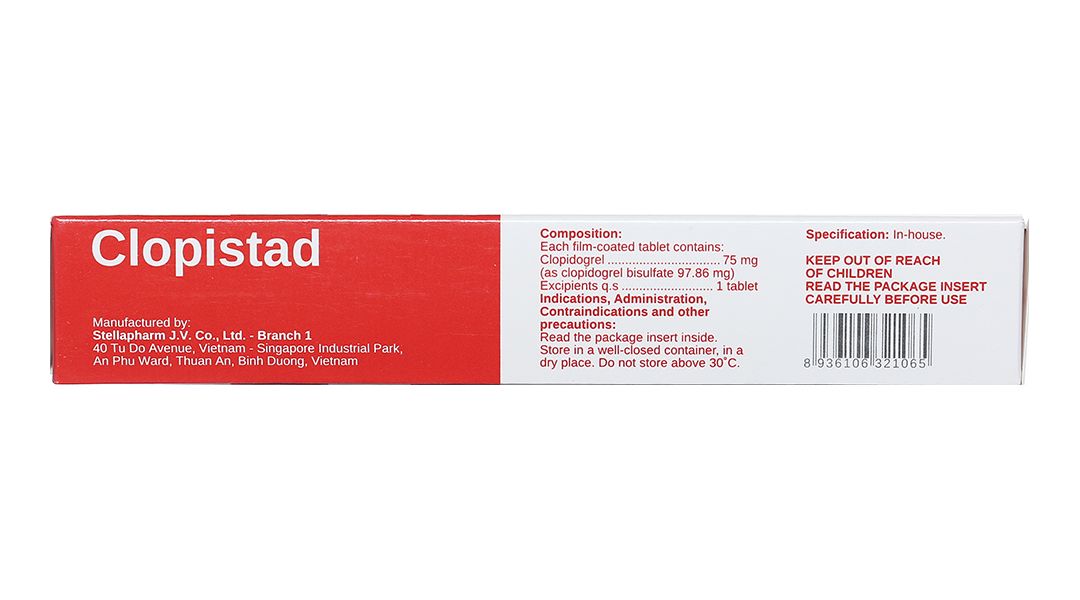 Clopistad 75mg phòng ngừa các biến cố do huyết khối động mạch
