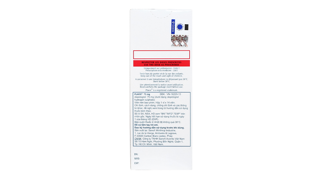 Plavix 75mg phòng và trị huyết khối