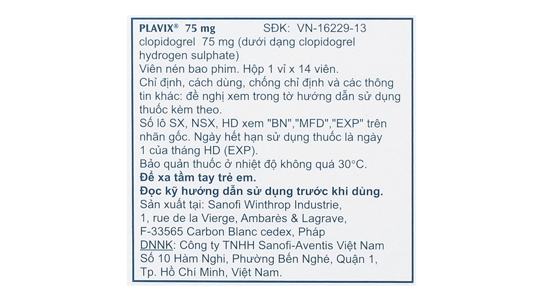 Plavix 75mg phòng và trị huyết khối
