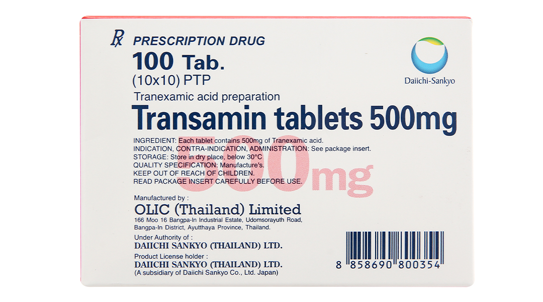 Transamin Tablets 500mg điều trị chảy máu do tăng tiêu firin
