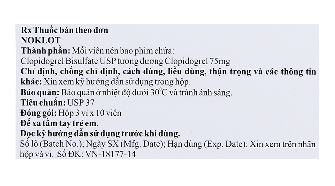 Noklot 75mg ngừa tai biến do xơ vữa động mạch