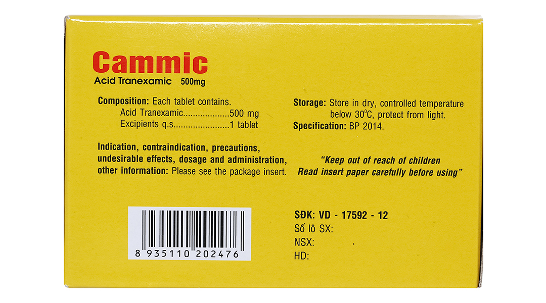 Cammic 500mg cầm máu, trị chảy máu tiêu firin