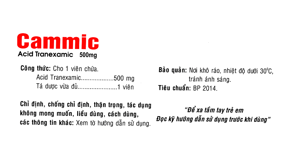 Cammic 500mg cầm máu, trị chảy máu tiêu firin