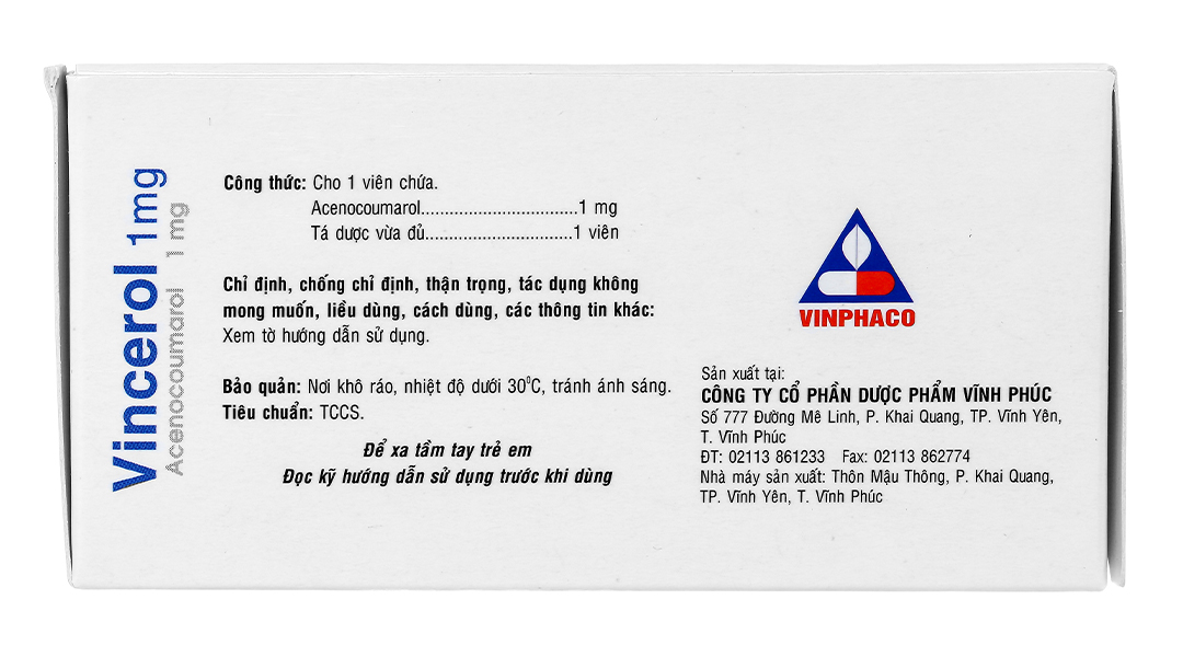 Vincerol 1mg phòng và trị huyết khối