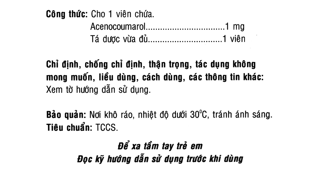 Vincerol 1mg phòng và trị huyết khối