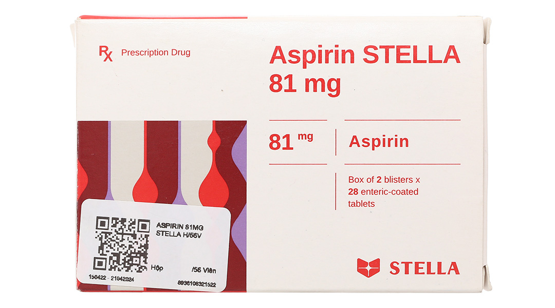 Aspirin Stella 81mg dự phòng đột quỵ, nhồi máu cơ tim