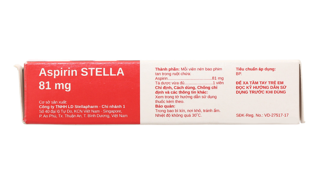 Aspirin Stella 81mg dự phòng đột quỵ, nhồi máu cơ tim
