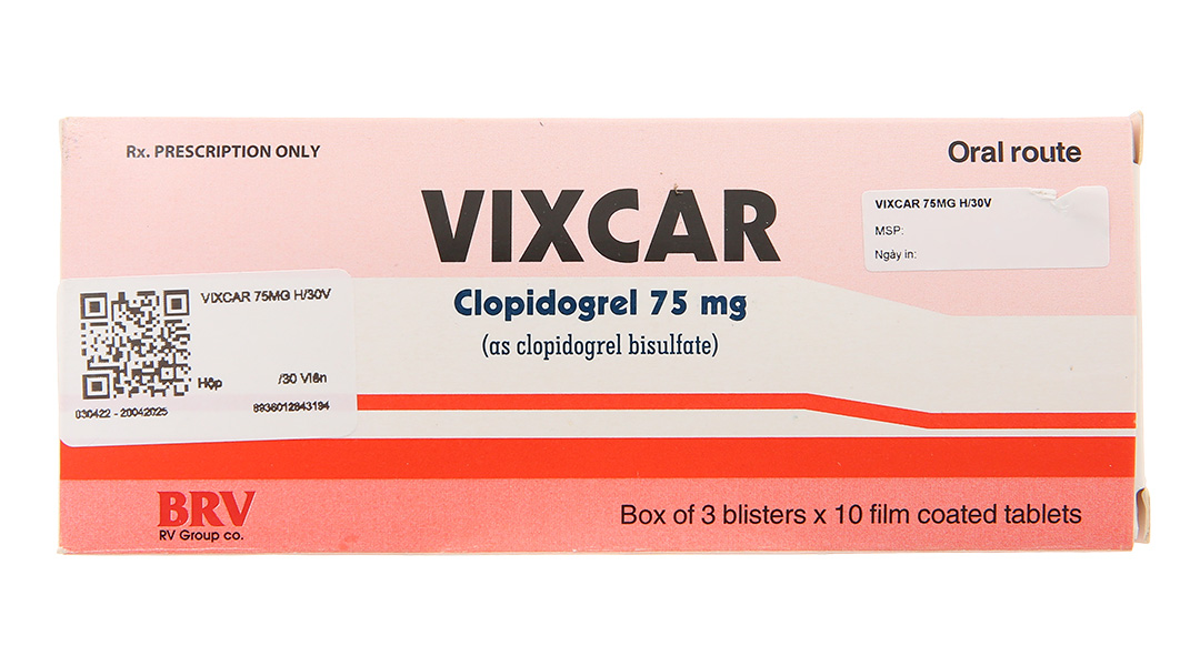 Vixcar 75mg phòng ngừa các biến cố huyết khối do xơ vữa