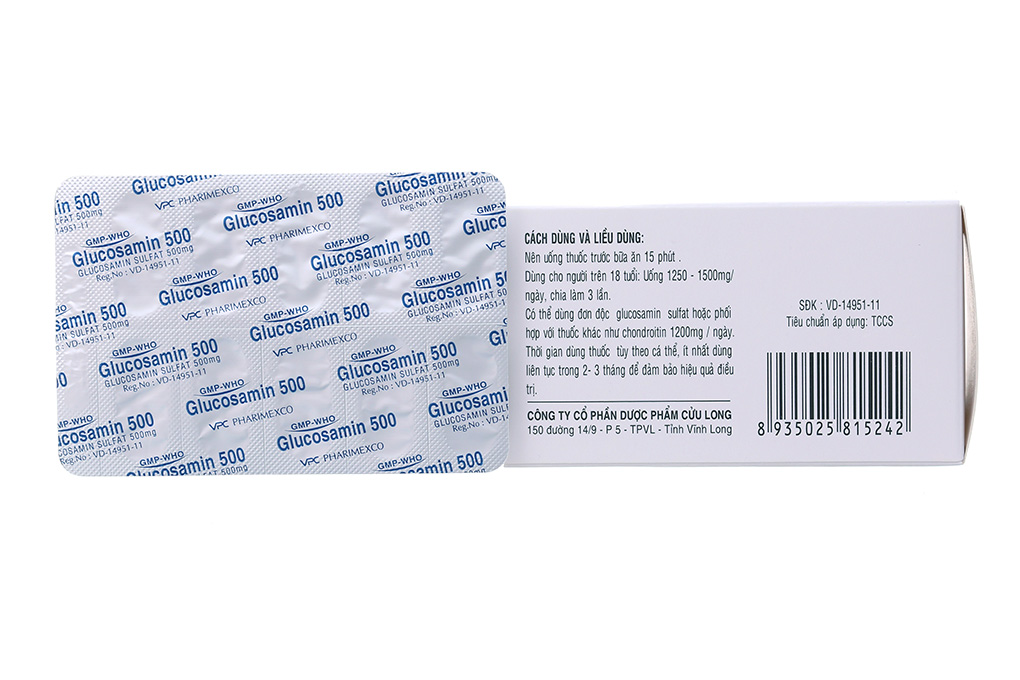 Glucosamin 500 VPC 500mg giảm triệu chứng thoái hóa khớp