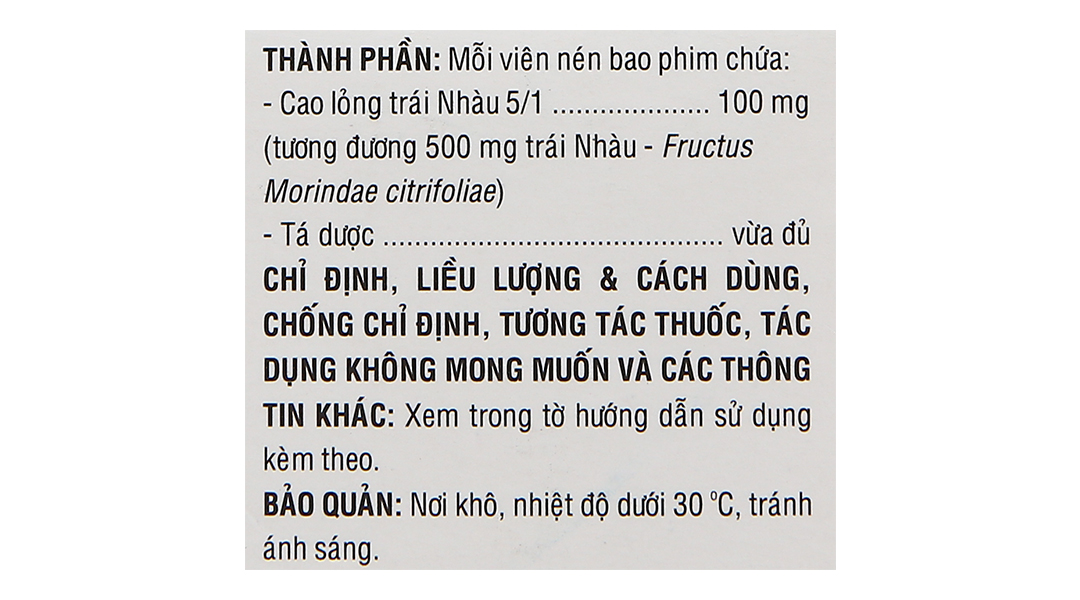 Morinda Citrifolia 100mg trị đau nhức, sưng khớp