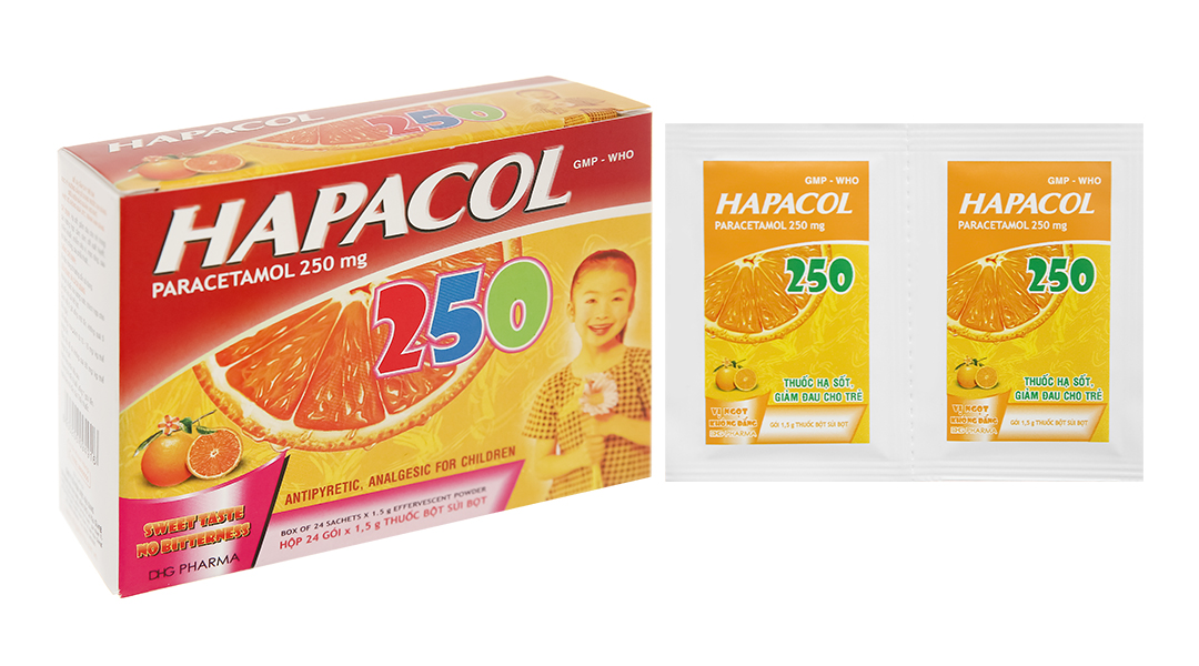 Bột sủi Hapacol 250 giảm đau, hạ sốt