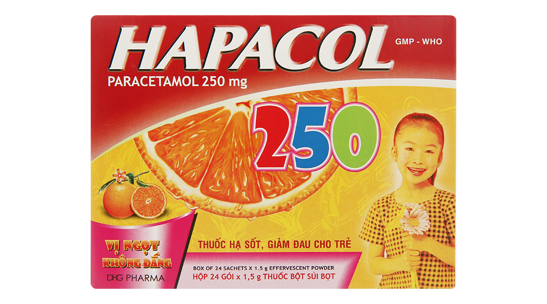 Bột sủi Hapacol 250 giảm đau, hạ sốt