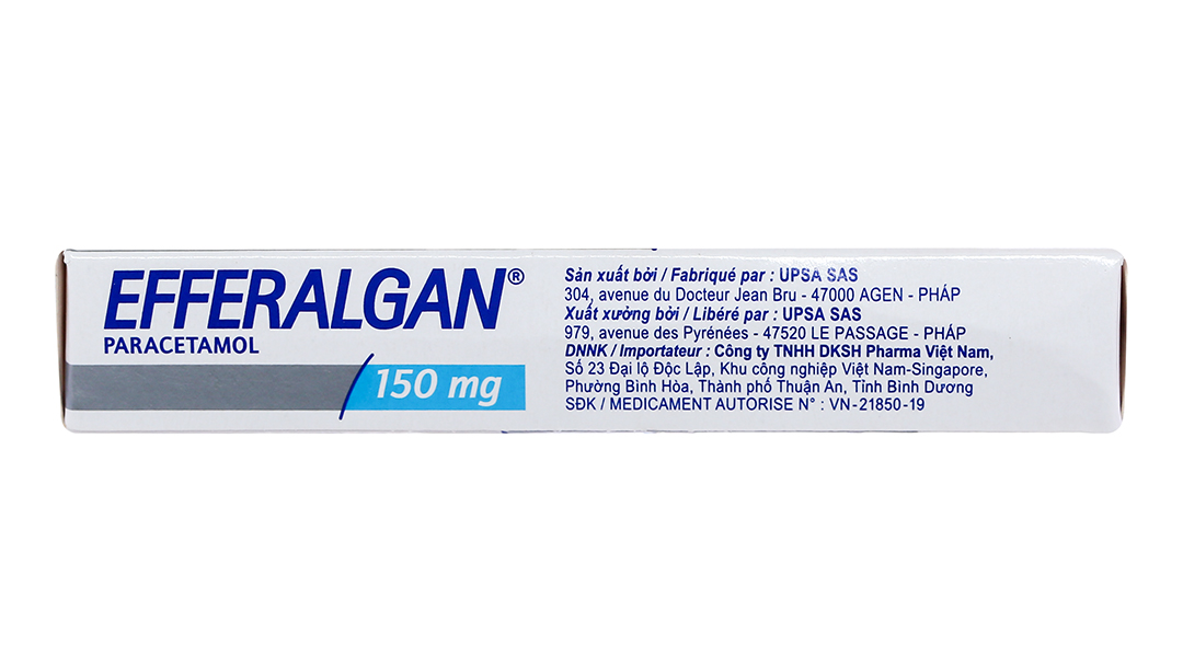 Viên đặt trực tràng Efferalgan 150mg giúp giảm đau, hạ sốt