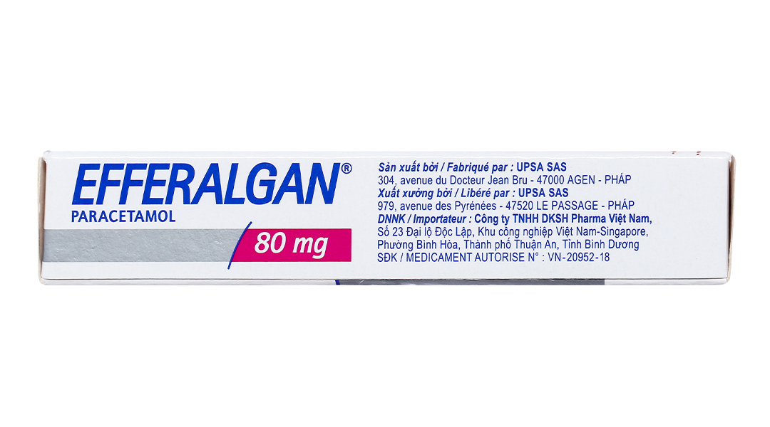 Viên đặt trực tràng Efferalgan 80mg giảm đau, hạ sốt