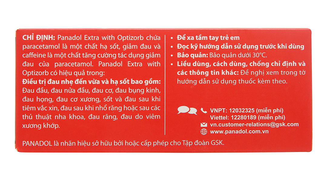 Panadol Extra With Optizorb giảm đau, hạ sốt