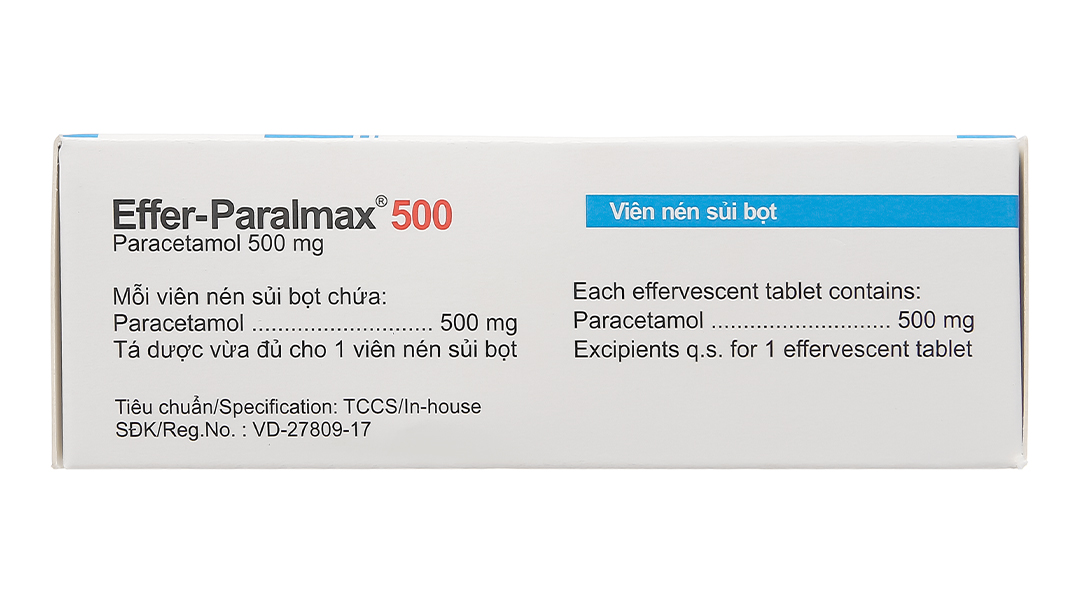 Viên sủi Effer-Paralmax 500 giảm đau từ nhẹ đến vừa, hạ sốt