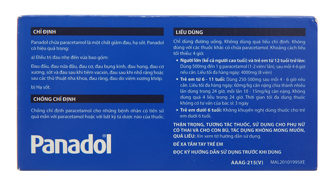 Panadol 500mg giảm đau, hạ sốt