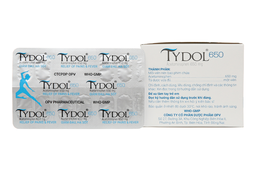 Tydol 650 hạ sốt, giảm đau từ nhẹ đến trung bình