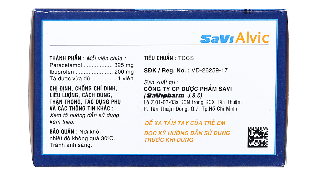 SaVi Alvic giảm đau, hạ sốt, kháng viêm