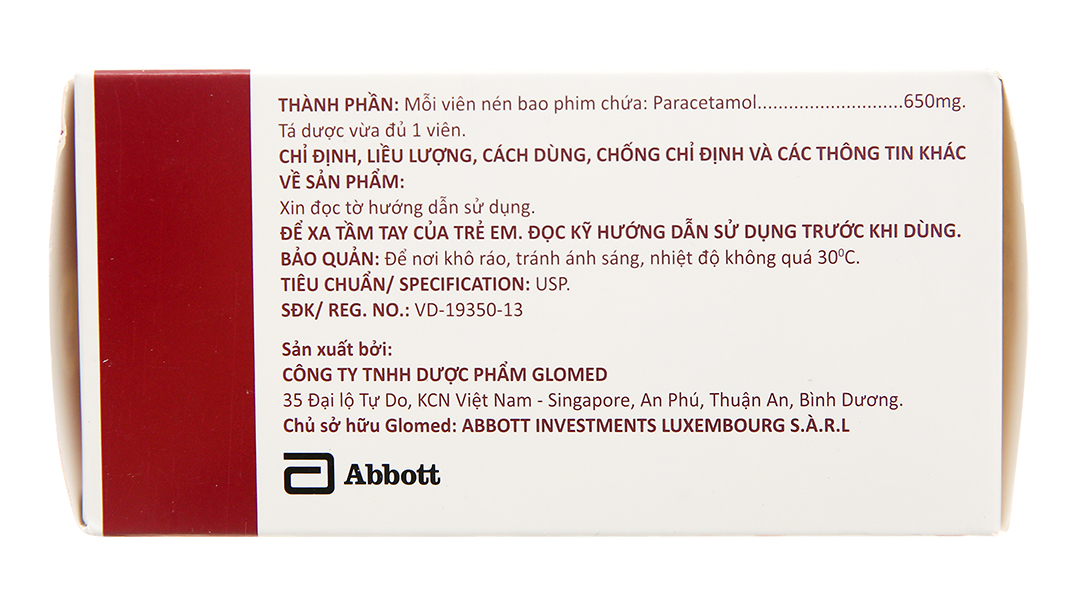 Glotadol 650 hạ sốt, giảm đau từ nhẹ đến vừa