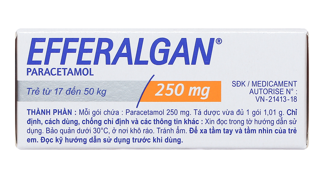 Bột sủi Efferalgan 250mg giảm đau, hạ sốt