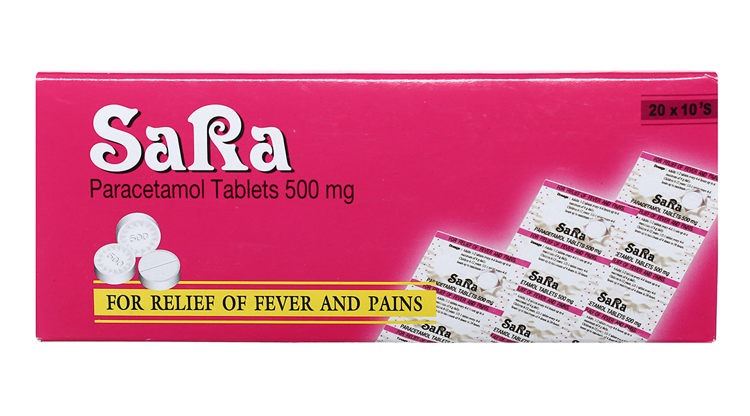 Sara 500mg trị các chứng đau và sốt từ nhẹ đến vừa