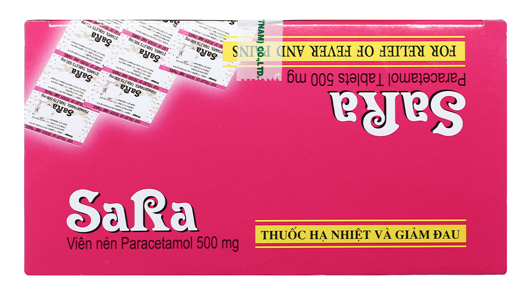 Sara 500mg trị các chứng đau và sốt từ nhẹ đến vừa