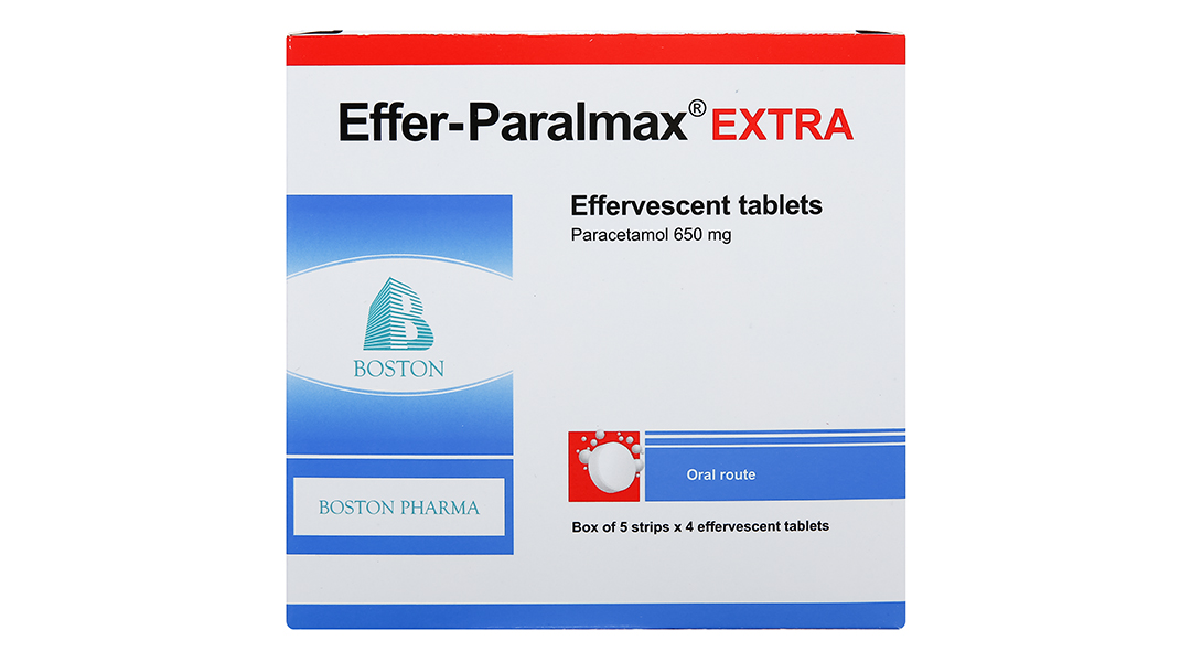 Viên sủi Effer-Paralmax Extra 650mg giảm đau, hạ sốt từ nhẹ đến vừa