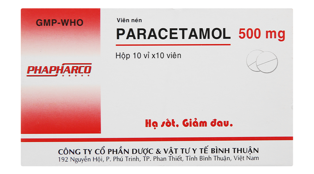 Paracetamol Phapharco 500mg giảm đau, hạ sốt