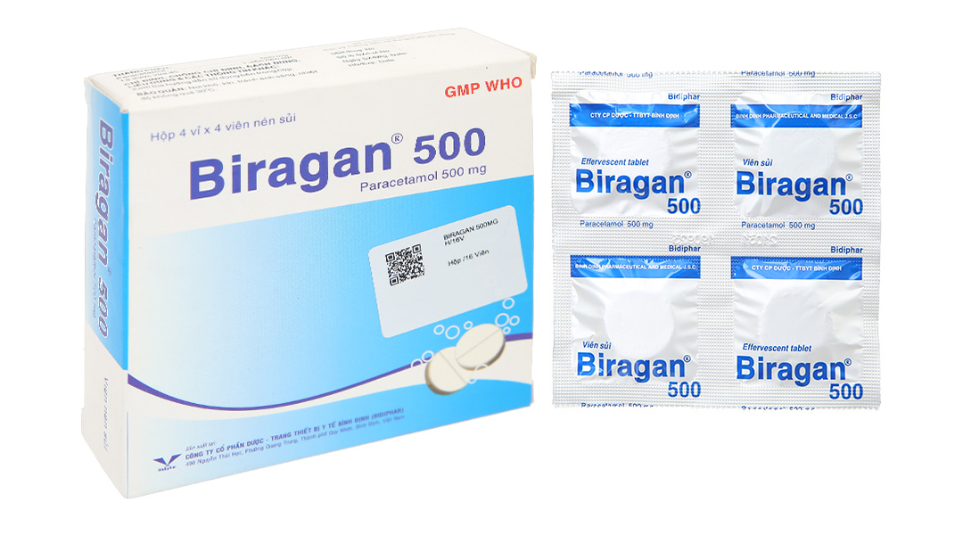 Viên sủi Biragan 500 giảm đau, hạ sốt